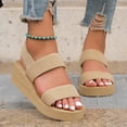 thumbnail image 5 of Willtoo Women's Orthopedic Sandals Comfortable Summer Thick Soled Wedge Slides Soft Sole Casual Elastic Straps Sandals for Women, 5 of 6