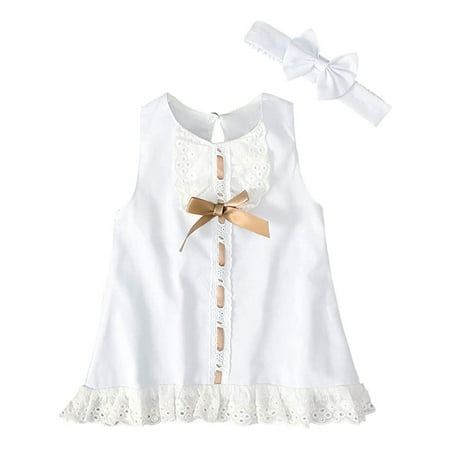 

Gupgi Toddler Newborn Baby Girls Dress Lace Bow A line Party Dresses