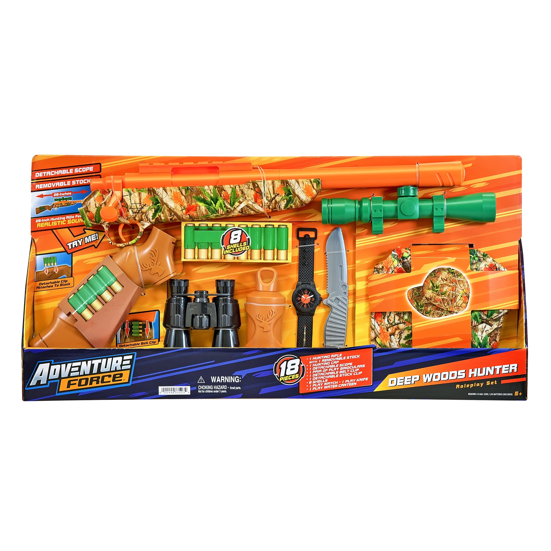 Adventure Force Deep Woods Hunter, Hunting Rifle 18 Piece Set, Fun for Outdoor & Indoor Blaster, 5+.