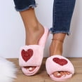 thumbnail image 2 of Nmnitkp Womens Fuzzy Memory Foam Slippers Beautiful Pattern Band Cozy Plush Home Slippers Fluffy Furry Open Toe House Shoes Indoor Outdoor Slide Slipper, 2 of 9