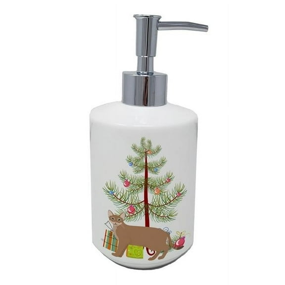 Carolines Treasures CK4584SOAP 7 x 3.5 in. Unisex Chausie Cat Merry Christmas Ceramic Soap Dispenser