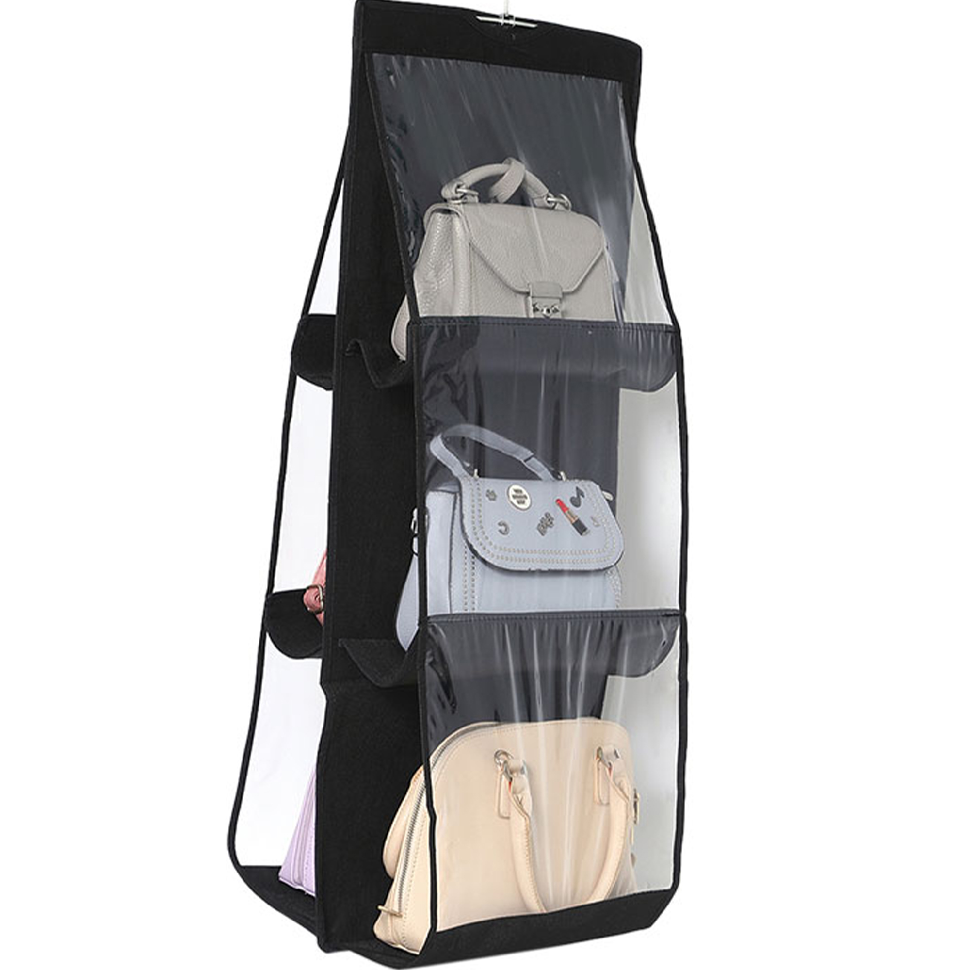 xingqing 6 Pockets Hanging Handbag Storage Organizer Antidust Large