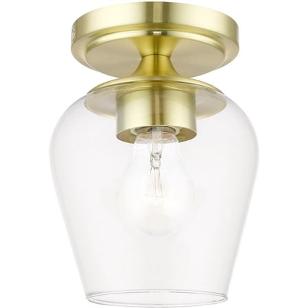 1 Light Flush Mount in Transitional Style-7.5 inches Tall and 5.75 inches Wide-Satin Brass Finish Bailey Street Home 218-Bel-4829176