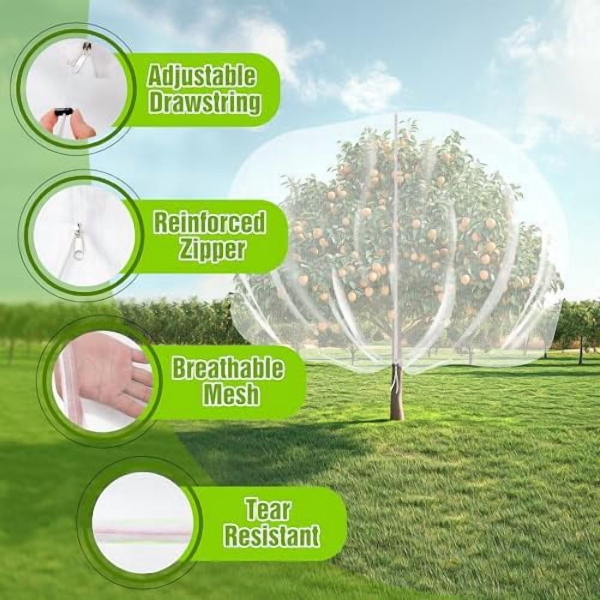 10 X 10FT Large Fruit Tree Netting, Tree Nets for Fruit Trees with Zipper and Drawstring, Insect Netting Barrier for Garden Blueberry Bushes Cherry Peach Apple Protection from Squirrels Birds Pests