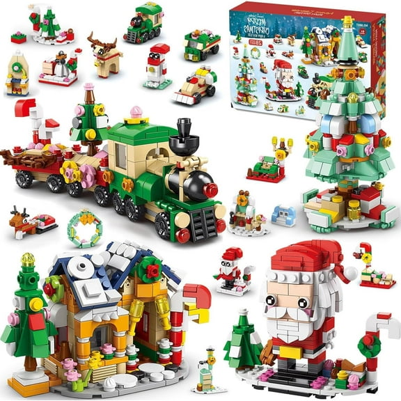 Advent Calendar Building Blocks 2025 Advent Calendar for kids Teen 24 Days Surprise Gift Box Christmas Countdown Calendar for Girl Boys Christmas Tree Train House Block Toy Set