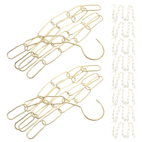 TABLZONE 10Pcs Iron Chain for Clothes Display Heavy Duty Golden Chain with Hooks Easy Installation for Market Shops
