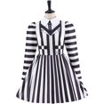 thumbnail image 2 of Betelgeuse Cloth Womens Movie Character Dress Black and White Vertical Stripe Dress Outfit, 2 of 7