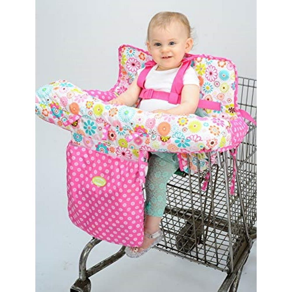 nuby baby shopping cart cover and high chair cover 2 in 1, ditsy floral