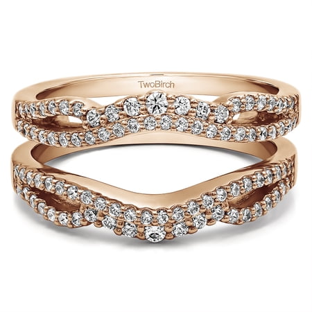 TwoBirch White Sapphire Infinity Wedding Ring Guard Enhancer In Sterling Silver With White Sapphire (0.49ct)