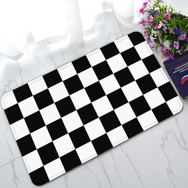 GCKG Black White Checkered Pattern NonSlip Doormat Indoor/Outdoor
