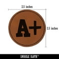 thumbnail image 2 of A Plus Grade School 2.5" Faux Leather Round Engraved Iron-On Patch - Brown, 2 of 6