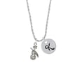 thumbnail image 2 of Delight Jewelry Silvertone Violin Silvertone Script Initial Disc - K - Charm Necklace, 20"+3", 2 of 4