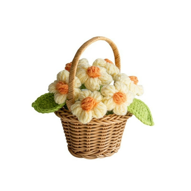 TIELUTT Handmade Crochet Pot Desktop Ornament Decorative Knitted Potted Home Desk Bulk Ornament Christmas Ornament Christmas Ornament Pack and Teal Christmas Decorations Third Christmas Ornament