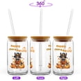 thumbnail image 2 of Happy Thanksgiving German Shepherd Welcome Thankful Fall Autumn Pumpkin 16oz Glass Cup Mug Alsatian Dog Lover Gifts Glass Can with Bamboo Lid and Straw - 02021, 2 of 5