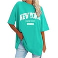 thumbnail image 2 of Fanxing New York Graphic Tees Womens Oversized T Shirts Loose Fit Crewneck Short Sleeve T-Shirts Casual Drop Shoulder Summer Tops Mint Green,L, 2 of 6