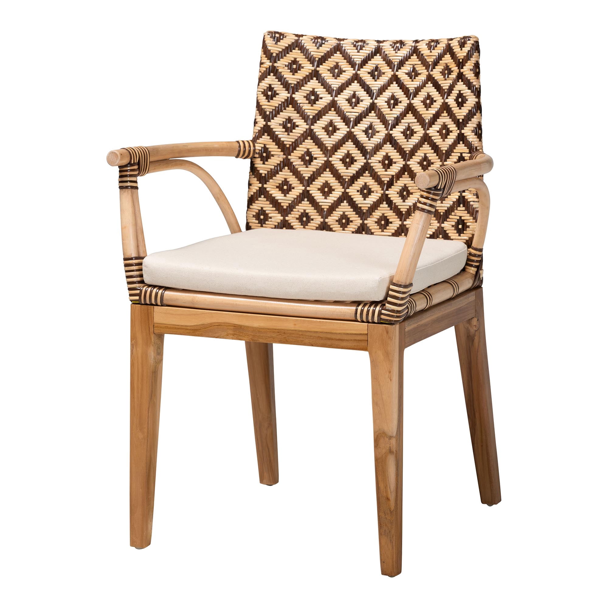 bali & pari Storsel Boho Dining Chair, 17.7" H Seat Height, Natural Brown