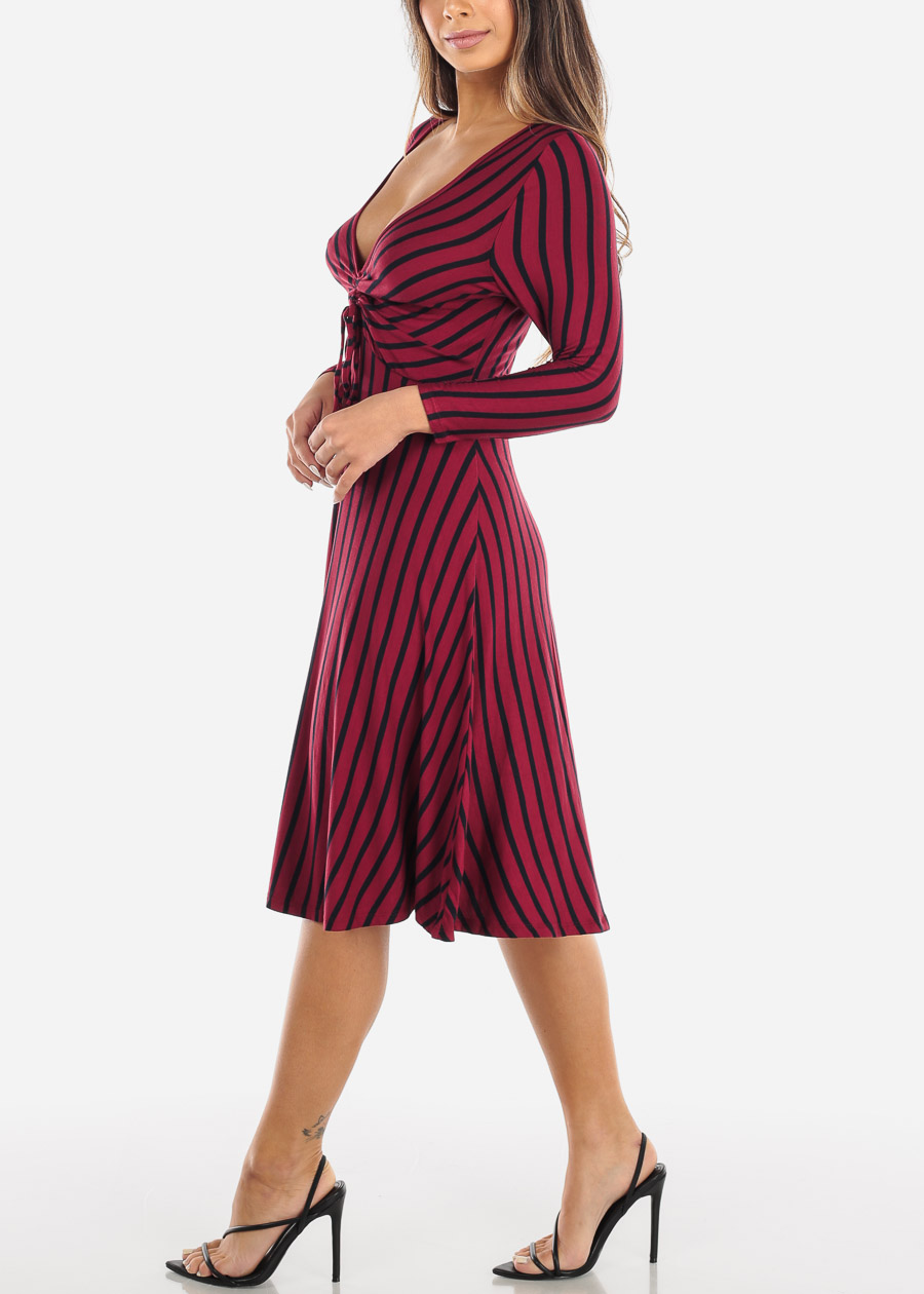 burgundy loose dress