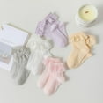 thumbnail image 6 of 3/5 Pairs Baby Girls Ruffle Socks Toddler Kids Girls Eyelet Frilly Socks for Little Children's Age 1-7T, 6 of 7