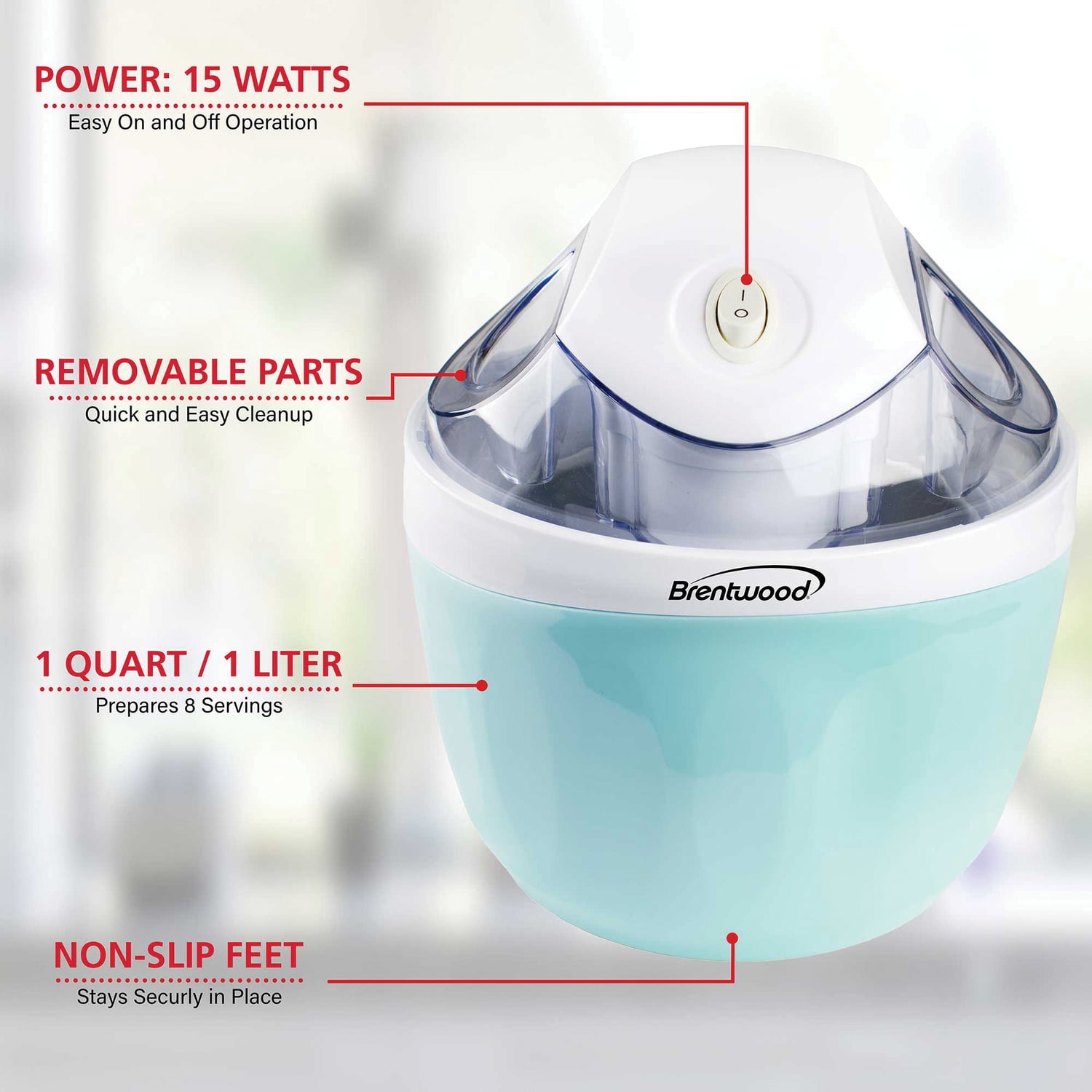 Brentwood Just For Fun 1-Qt. Ice Cream and Sorbet Maker, TS-1410BLPT