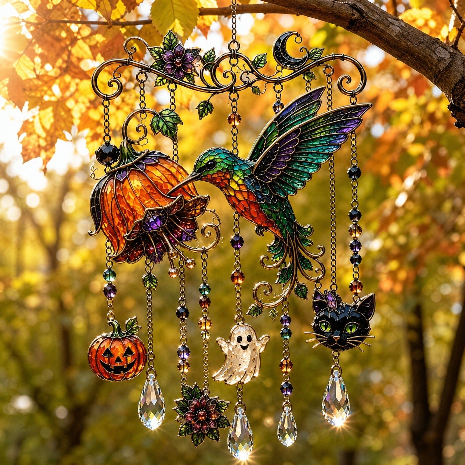 Gothic Wind Chimes for Outside - Acrylic Decor | Autumn Hanging Decoration for Outdoor Spaces 2D Transparent Wind Chime with Artistic Design Porch Patio Accessories