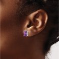 thumbnail image 3 of 14K White Gold 9X7mm Emerald Cut Amethyst Earrings (9 X 7) Made In United States xe68wam, 3 of 5