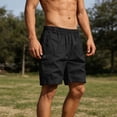 thumbnail image 5 of Viadha Mens Cargo Shorts Casual Stretch Shorts Solid Color Elastic Waist Button Closure Shorts for Summer Work Outdoor with Pockets, 5 of 10