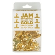 JAM Paper Bulldog Clips, Small, 22mm, Gold, 25/Pack