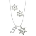 thumbnail image 1 of Delight Jewelry Silvertone Small Gelato Script Initial - I - Silver tone Snowflake Charm Necklace and Stud Earrings, 1 of 4