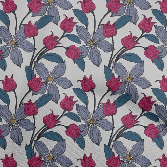 oneOone Rayon Pink Fabric Floral Retro Craft Projects Decor Fabric Printed By The Yard 56 Inch Wide