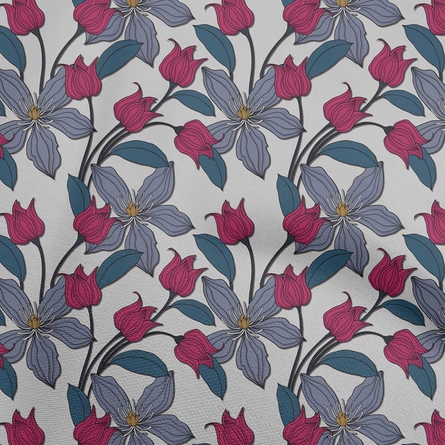 oneOone Rayon Pink Fabric Floral Retro Craft Projects Decor Fabric Printed By The Yard 56 Inch Wide