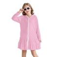 thumbnail image 4 of TIREOW Girls Swim Cover Up Solid Color Long Sleeve Zip-Up Hooded Terry Bathing Beach Pool Swimwear Clothes with Sunglasses 2 Piece Set, 4 of 7
