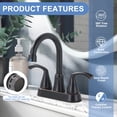 thumbnail image 3 of Wowow 4 in. Centerset Double Handle High Arc Bathroom Faucet with Drain Kit Included in Oil Rubbed Bronze, 3 of 8