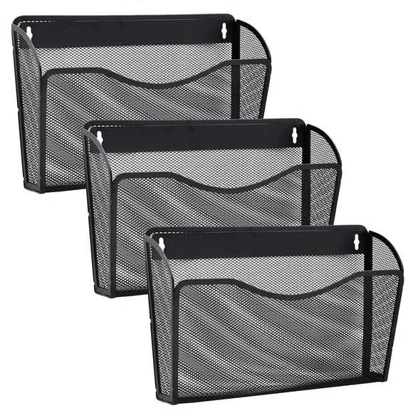 Gawerk Paquete de 3 organizadores de archivos de pared de malla colgante de metal vertical montado en la pared para oficina/hogar