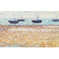 thumbnail image 2 of Seurat, Georges 14x10 White Modern Wood Framed Museum Art Print Titled - Four Boats at Grandcamp, 2 of 4