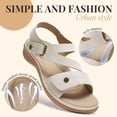 thumbnail image 3 of Littleplum Women's Arch Support Wide Width Flat Sandals with Double Adjustable Straps, Beige, Size 8, 3 of 12