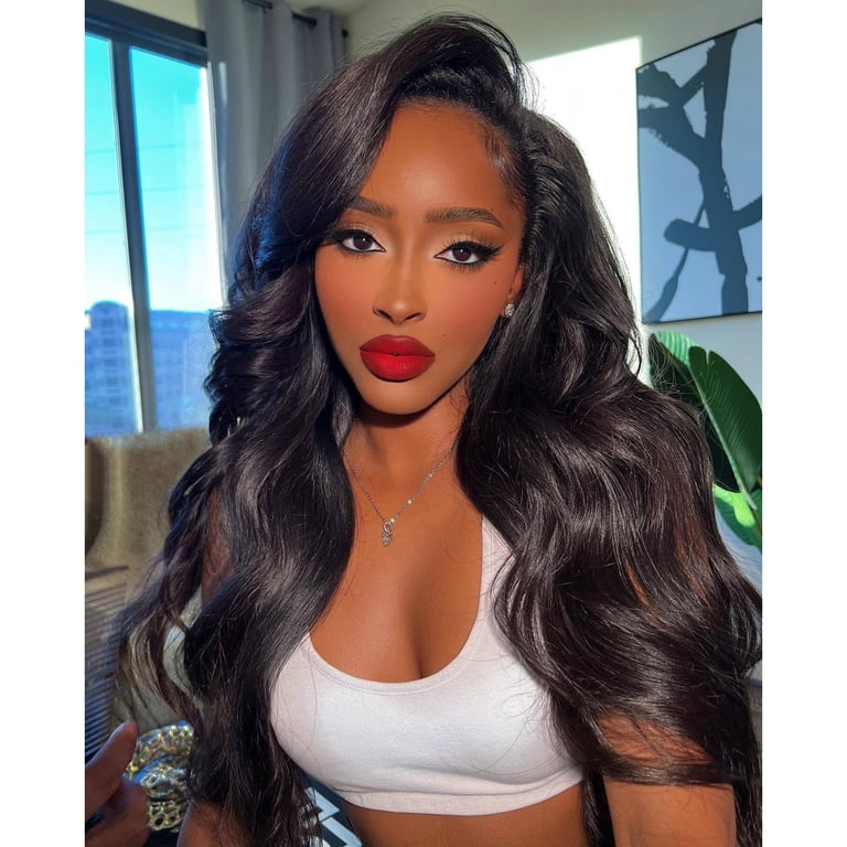 JINCBY Long Wavy Wigs 26 Inches Natural Black Synthetic  display picture 3