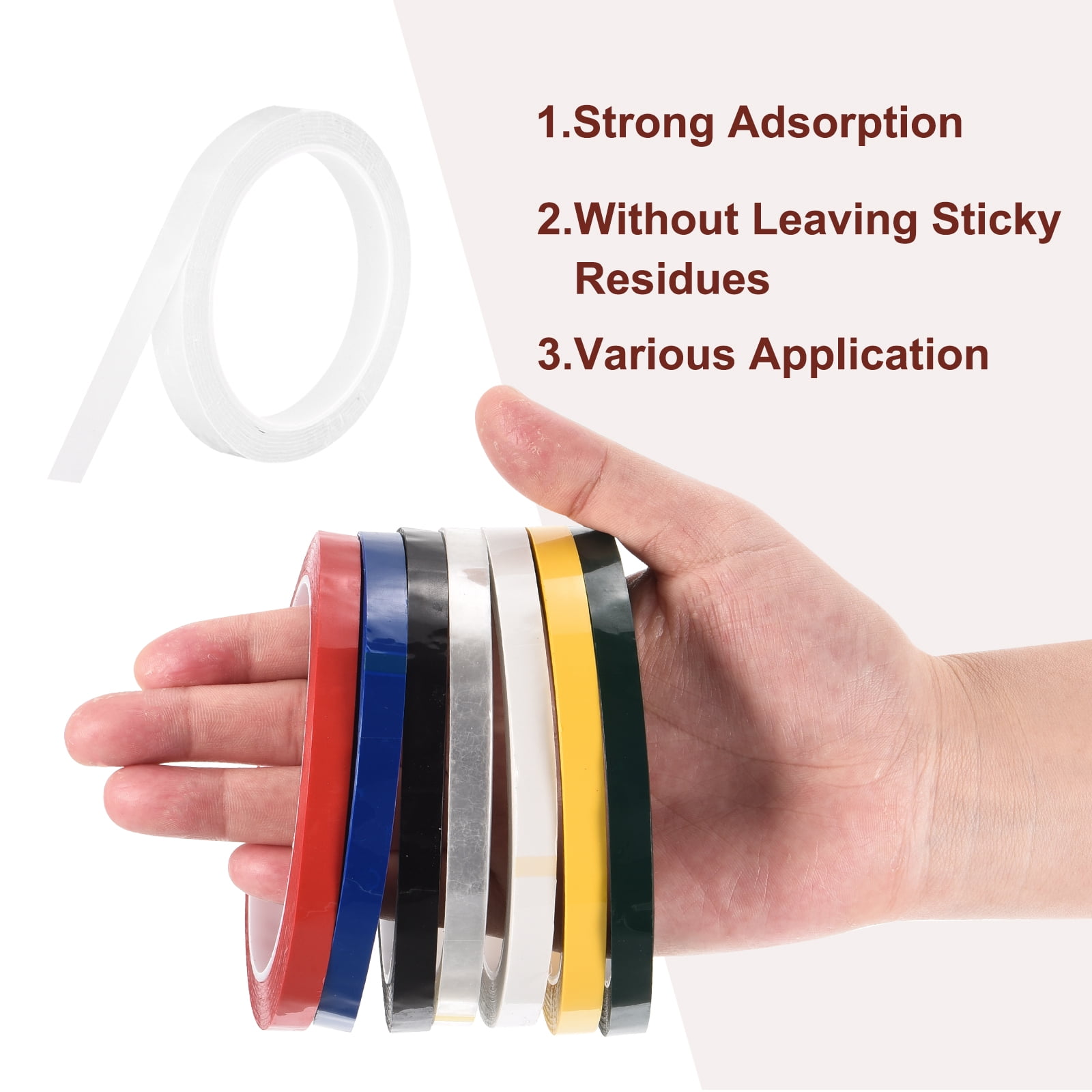 Uxcell 10 Rolls Whiteboard Tape Graphic Chart Tape 12mm 54.7 Yard Art Tape Thin Self-Adhesive Pinstripe Tape Masking Tape, White