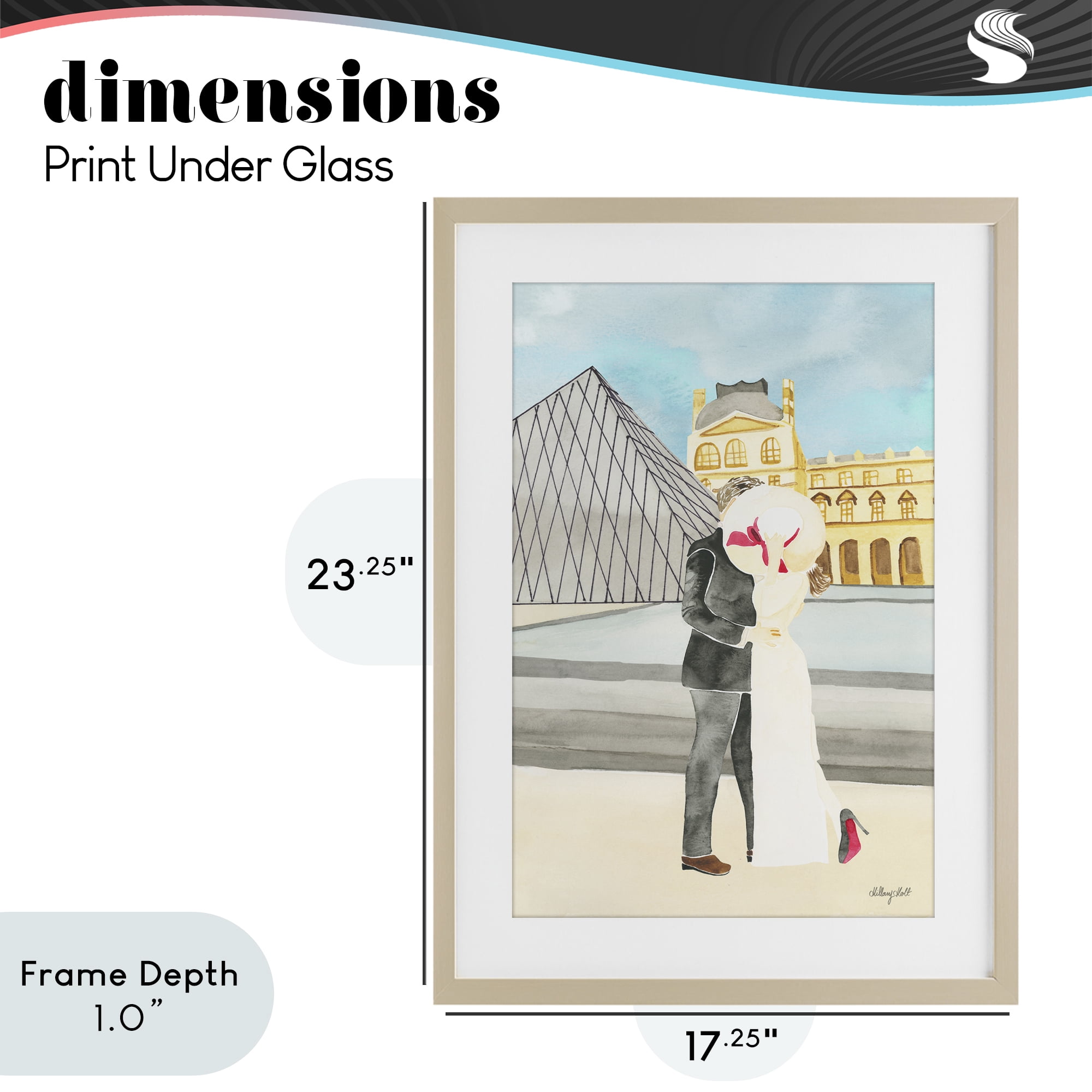Stupell Industries Couple Embrace At The Louvre Birch Framed Print Under Glass, design by Hillary Holt