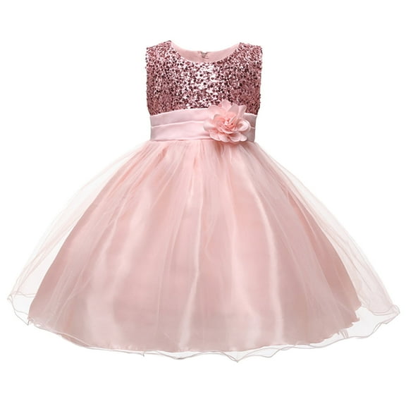 HAWEE Flower Girls Dress Sleeveless Sequin Tutu Princess Dress Birthday Party Pageant Ball Gown for Age 3-10 Years Old