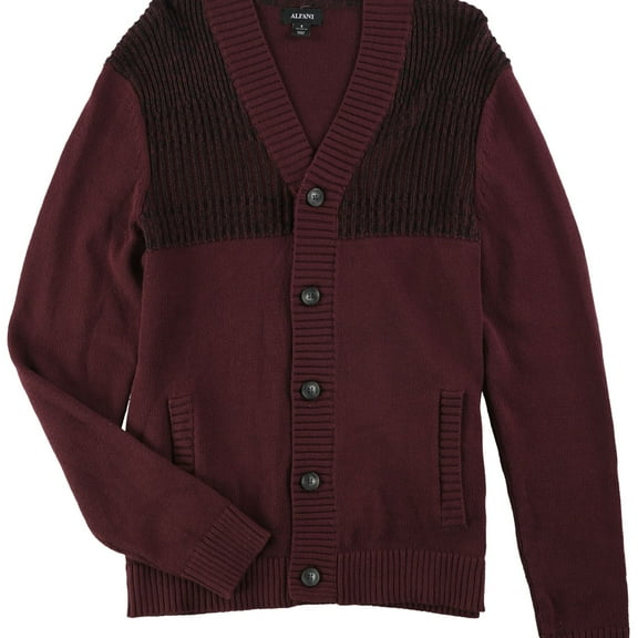 Alfani Mens Buttoned Cardigan Sweater, Red, Small
