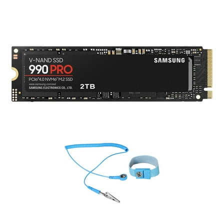 Samsung 990 PRO 2TB PCIe Gen4 NVMe M.2 Internal SSD, Bundle with Green Extreme 6' Anti-Static Wrist Strap
