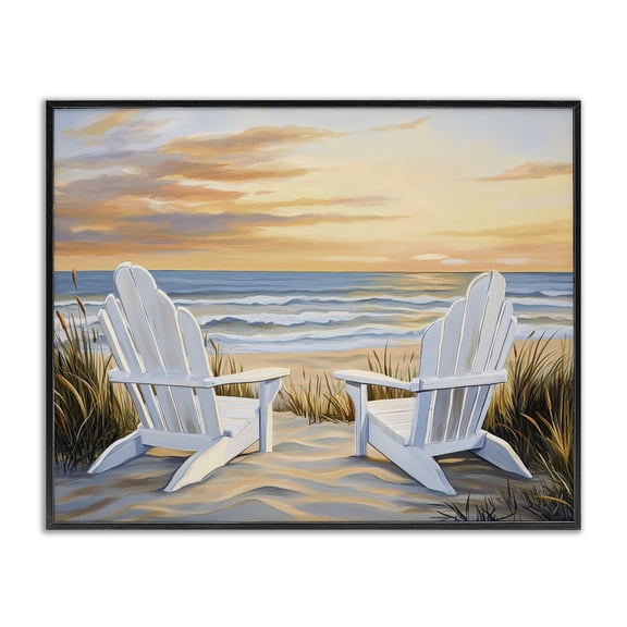 Stupell Industries Wave Watching Spot at Sunset Black Framed Giclee Art, design by Petal Prints Design