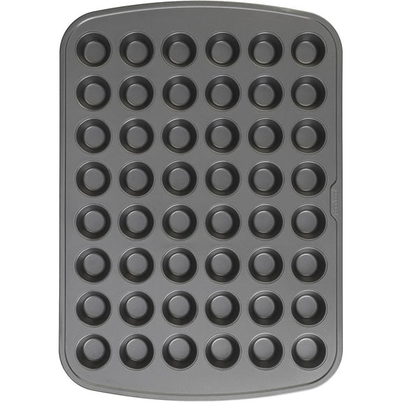 48-Cup Nonstick Steel Mini Cupcake and Muffin Pan, Gray