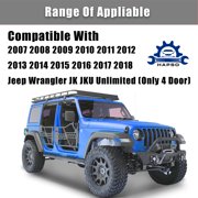 HAPSO For Jeep Wrangler JK Tube Tubular Half Doors Compatible With 2007-2018 Jeep Wrangler JK Unlimited 4-Door Sahara Rubicon Front & Rear Sport Offroad Steel Tube Doors With Side View Mirror