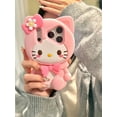 thumbnail image 4 of 3D Kitty Phone Case for iPhone 17 Pro Max 16 15 14 13, Cute Kawaii Soft Silicone Cartoon Case with Bow Flower, Shockproof Protective Cover for Women Girls, 4 of 7