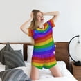 thumbnail image 5 of Fotbe Colorful Glitter Rainbow Print Pajama Set for Women 2 Piece Loungewear Short Sleeve Tops and Shorts Set Soft Sleepwear-XX-Large, 5 of 7