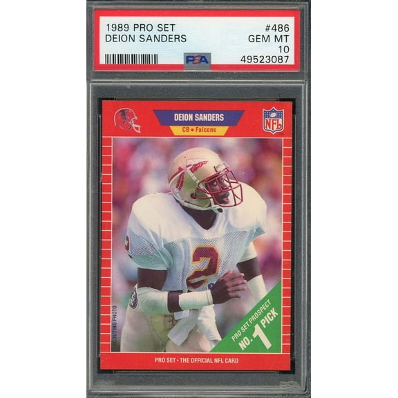 Deion Sanders 1989 Pro Set Football Rookie Card RC #486 Graded PSA 10