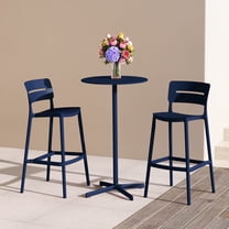WestinTrends Playa Stackable Polypropylene Resin Plastic Outdoor Patio Bar Stools (Set of 2), Navy Blue