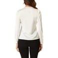 thumbnail image 3 of INSPIRE CHIC Women's Office Tie V Neck Long Sleeve Elegant Blouse Shirt L White, 3 of 6