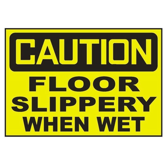 Size: 16" x 12" - Caution Floor Slippery When Wet Metal Sign Safety Decal Sign